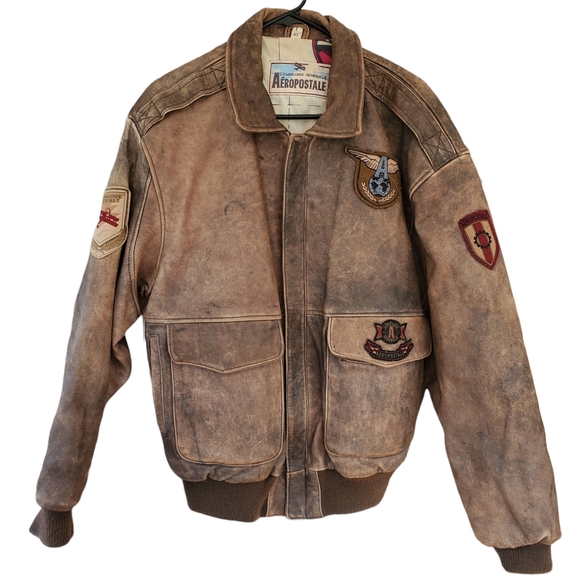 Leather Aviator Bomber Jacket 